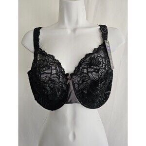 Bali Bra Women's Black Lace Desire Unlined Underwire Bra Style DF6543 Size 42DD